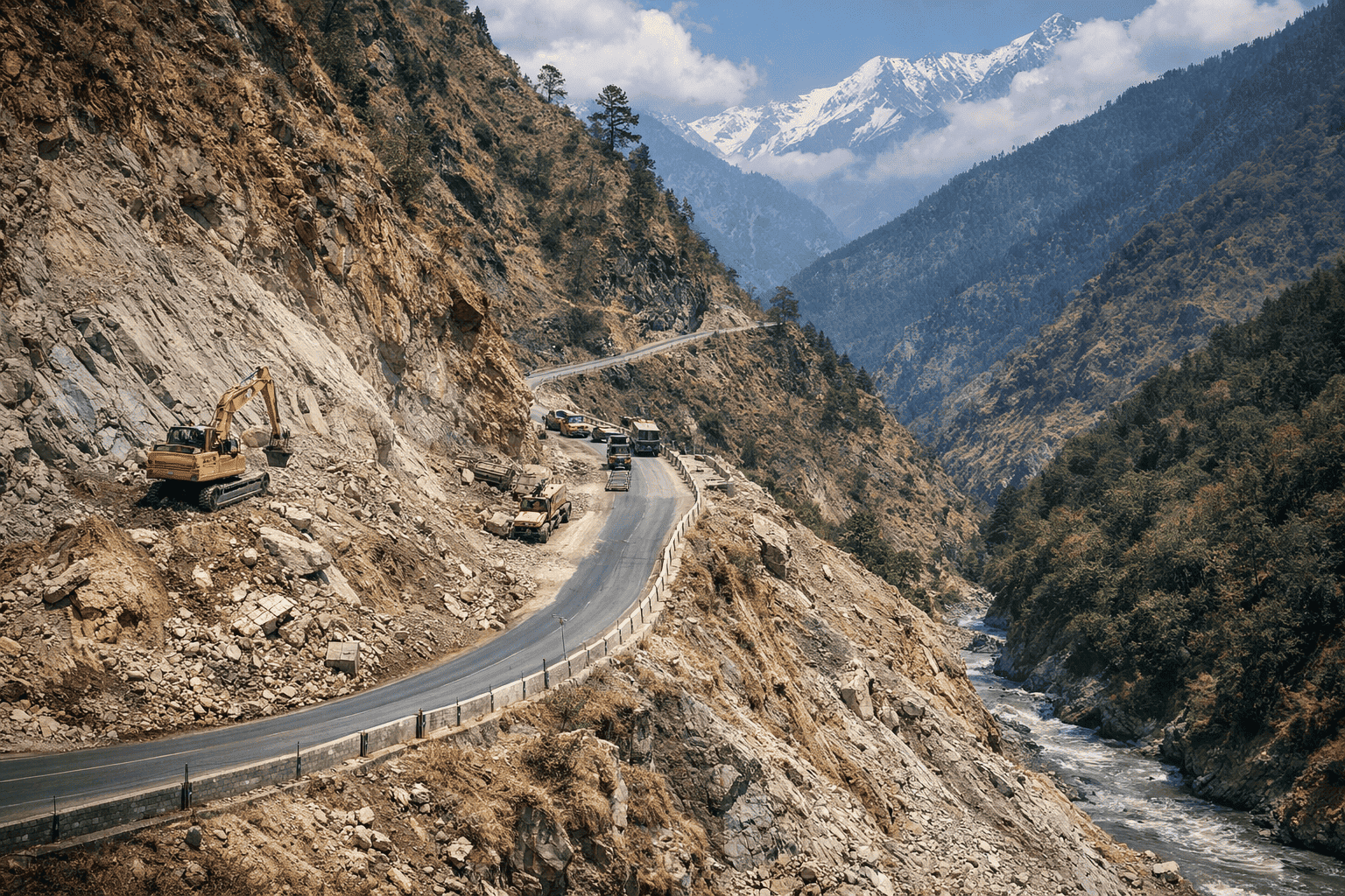 Highway construction in mountains