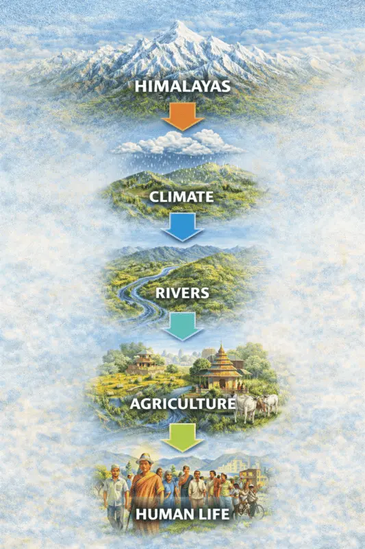 Human life in India shaped by the Himalayas and their climate protection